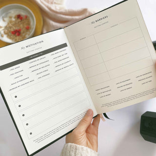 The Daily Fitness Planner covers 365 days of workout and meal planning. The fitness planner has an elegant vegan leather cover with 3 pages of gold stickers. 208 pages of fitness, meal planning, motivation and tracking. Hardback binding with foiled gilt edging to the pages. 165mm (W) x 210mm (H)